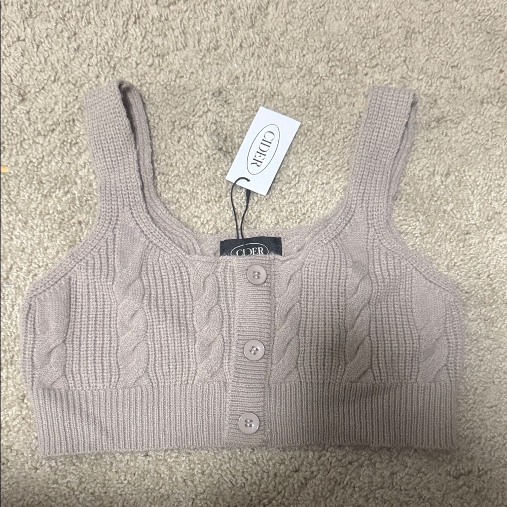 Cider Taupe Cable Knit Sweater Top